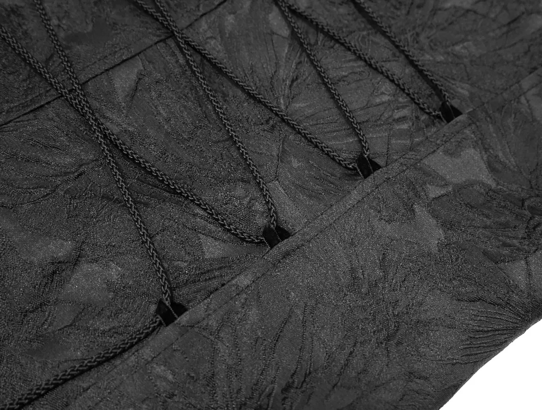Men's Elegant Jacket with Brocade / Gothic Zipper Jacket with Lacing on the Back