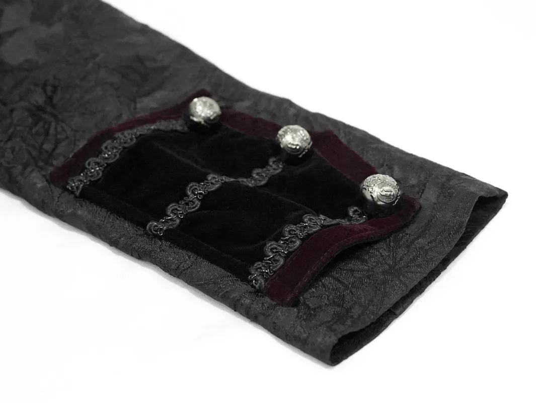 Men's Elegant Jacket with Brocade / Gothic Zipper Jacket with Lacing on the Back