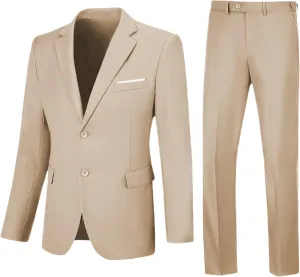 Men's Suit Slim Fit 2 Piece Prom Suits Two Button Jacket Blazer Pants Formal Wedding Dinner Business Tuxedo