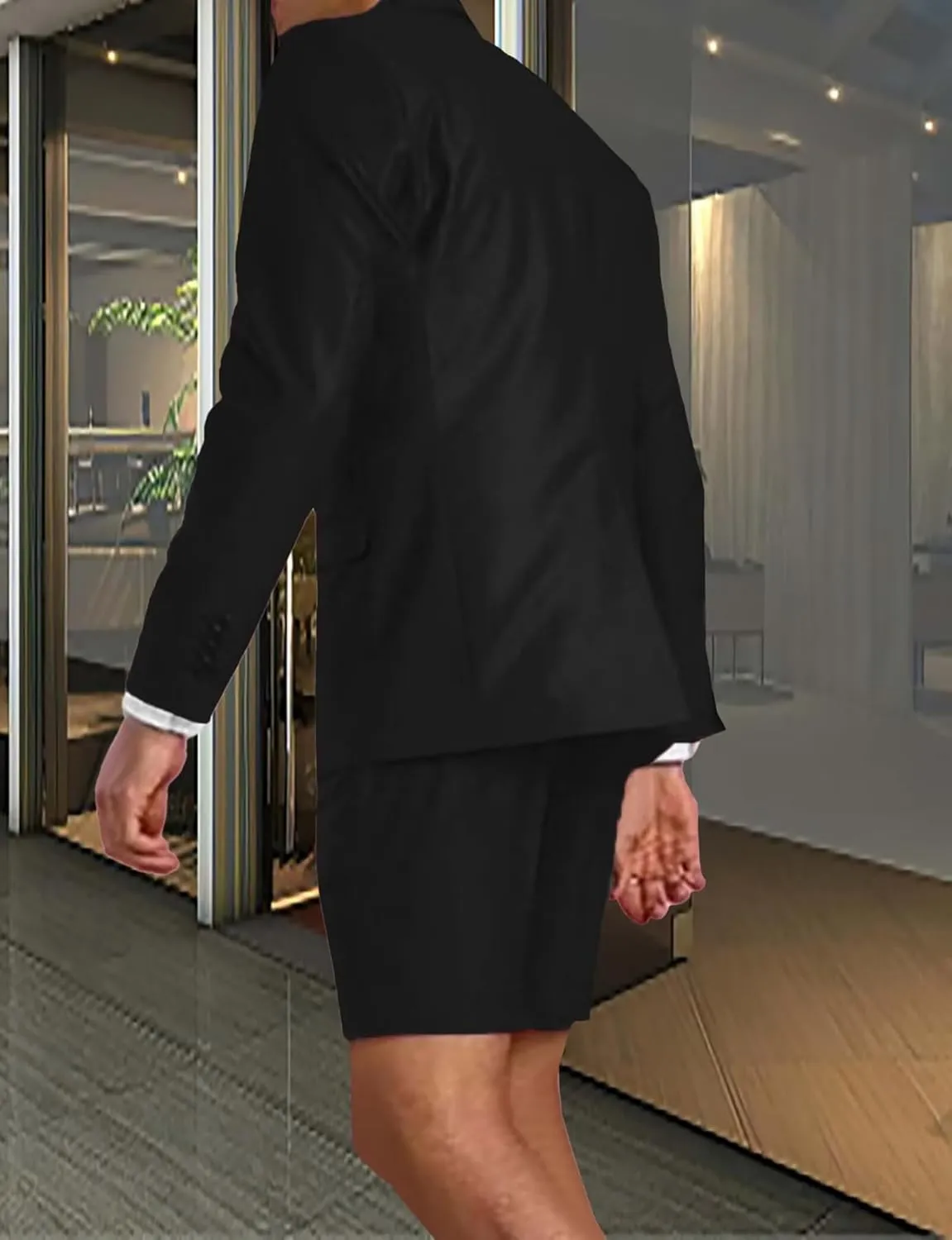 Men's Suit Slim Fit 2 Piece Short Suits for Men Casual Summer Business Suit Blazer and Short Pants Set