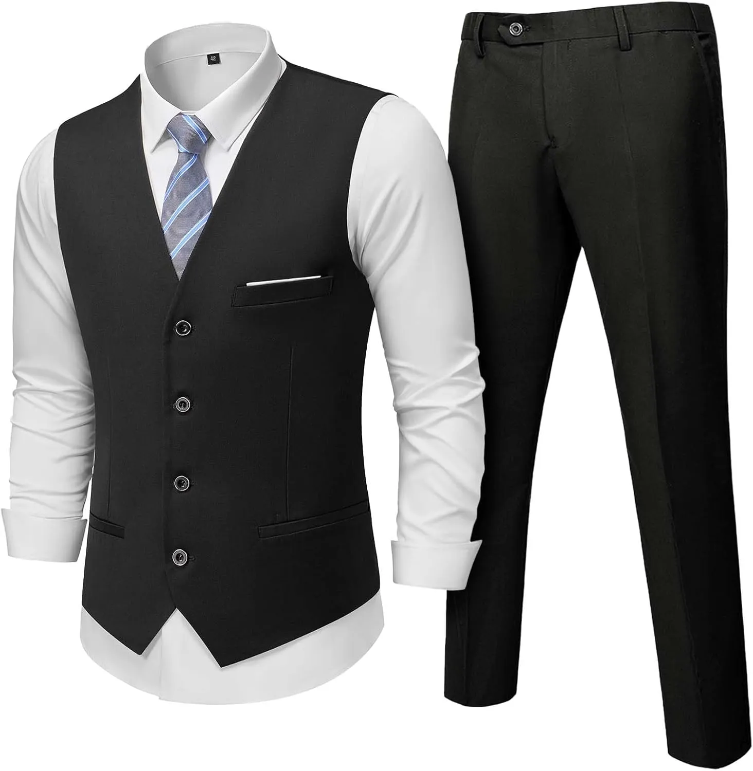 MY'S Men's 2-Piece Suit, Vest Pants Set for Men, Casual Waistcoat with Tie for Prom Wedding Homecoming