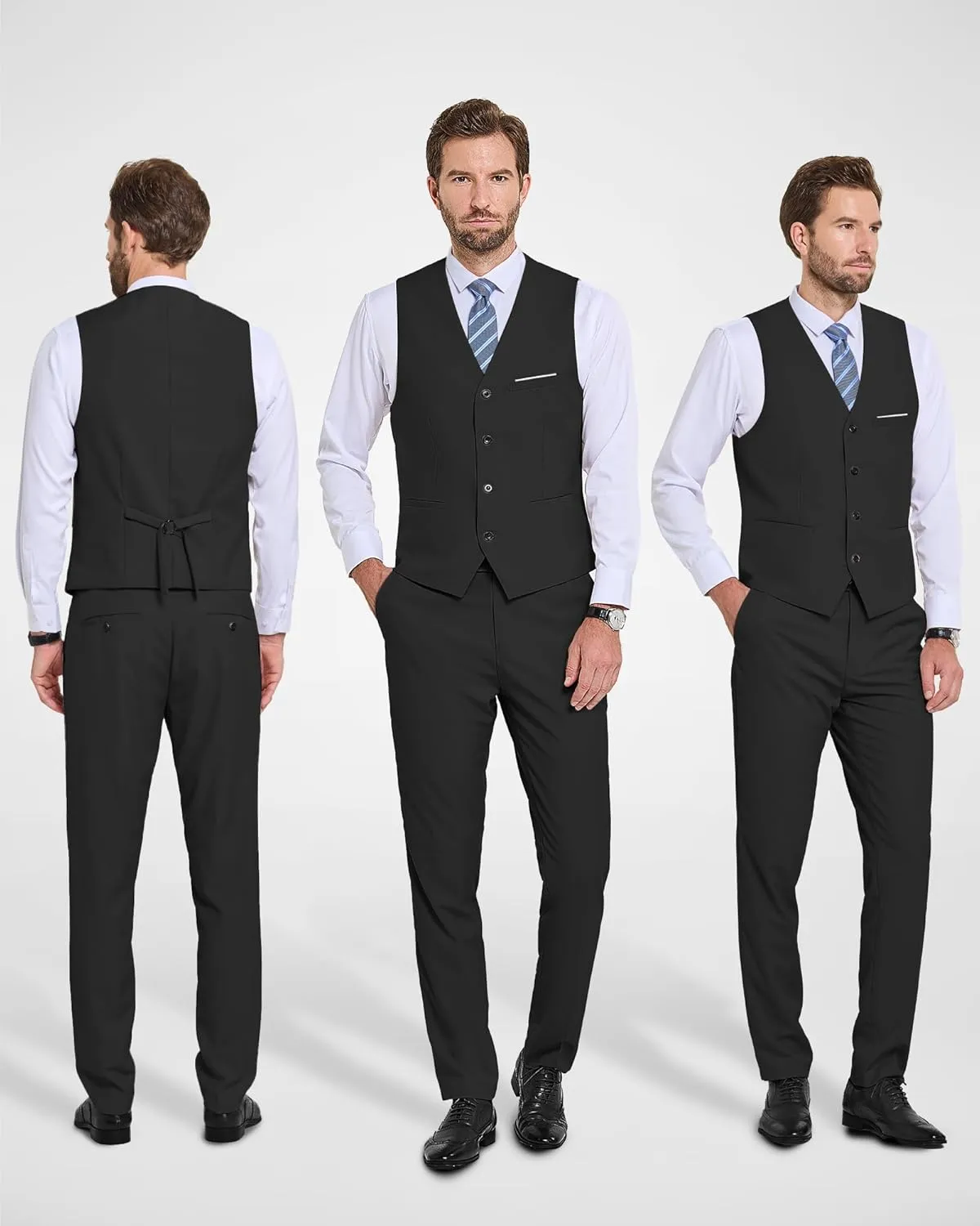 MY'S Men's 2-Piece Suit, Vest Pants Set for Men, Casual Waistcoat with Tie for Prom Wedding Homecoming
