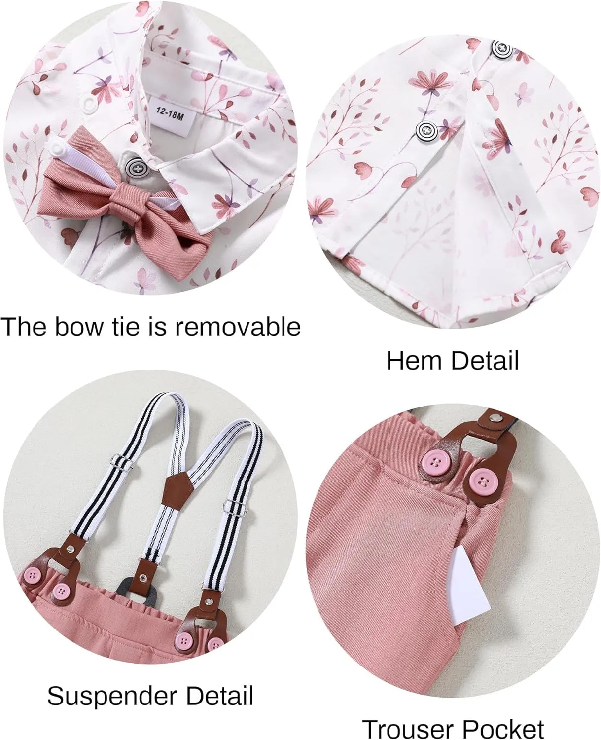 nilikastta Toddler Baby Boy Clothes Suit Gentleman Wedding Outfits Formal Dress Shirt/Bowtie/Vest/Suspender Pants 1-9years
