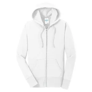 Port & Company Women's White Core Fleece Full-Zip Hooded Sweatshirt