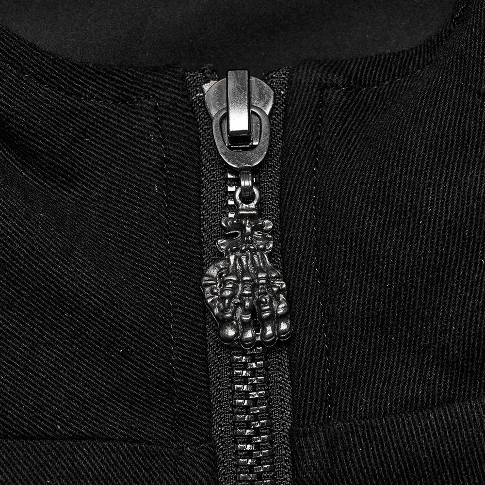Punk Black Hooded Short Jacket With Hollow Sleeves