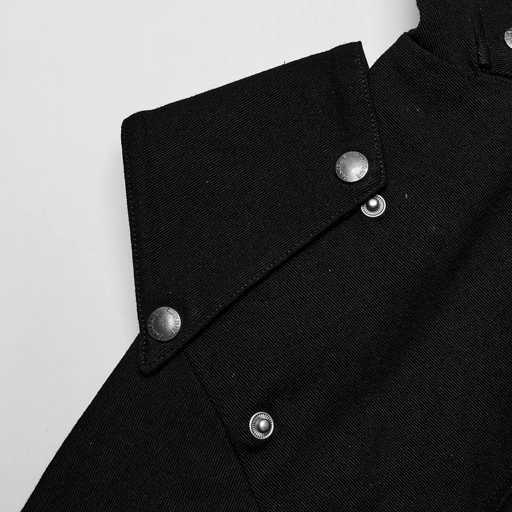 Punk Black Hooded Short Jacket With Hollow Sleeves