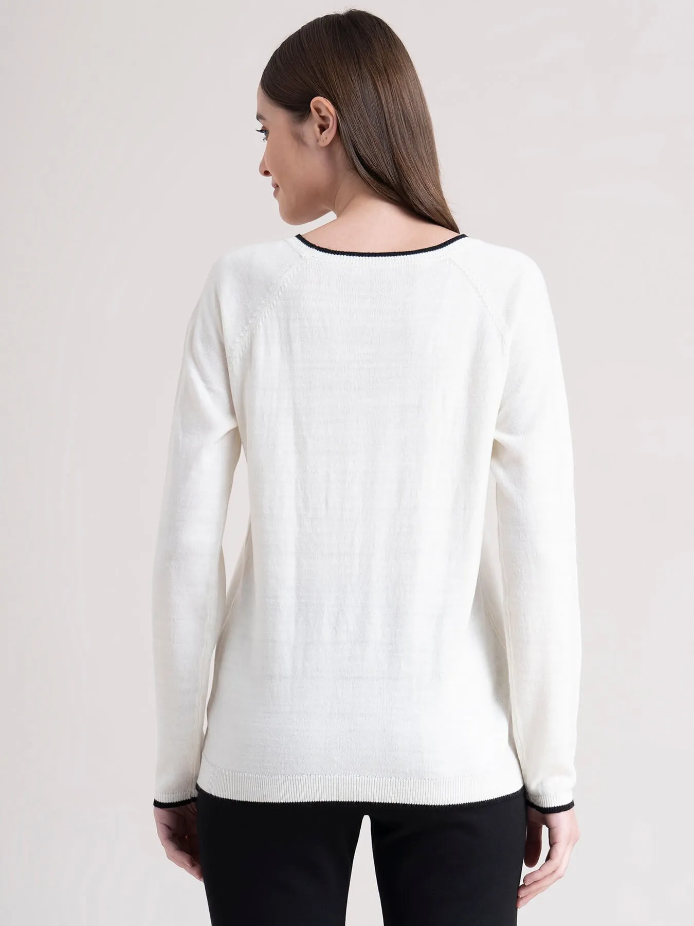 Raglan Sleeve Colour Block Sweater - White And Black