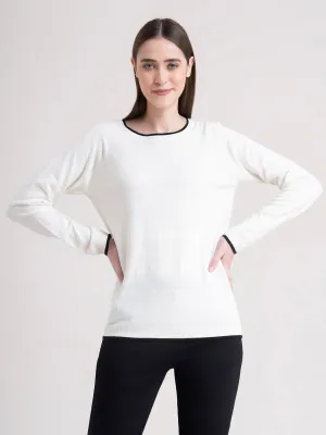 Raglan Sleeve Colour Block Sweater - White And Black