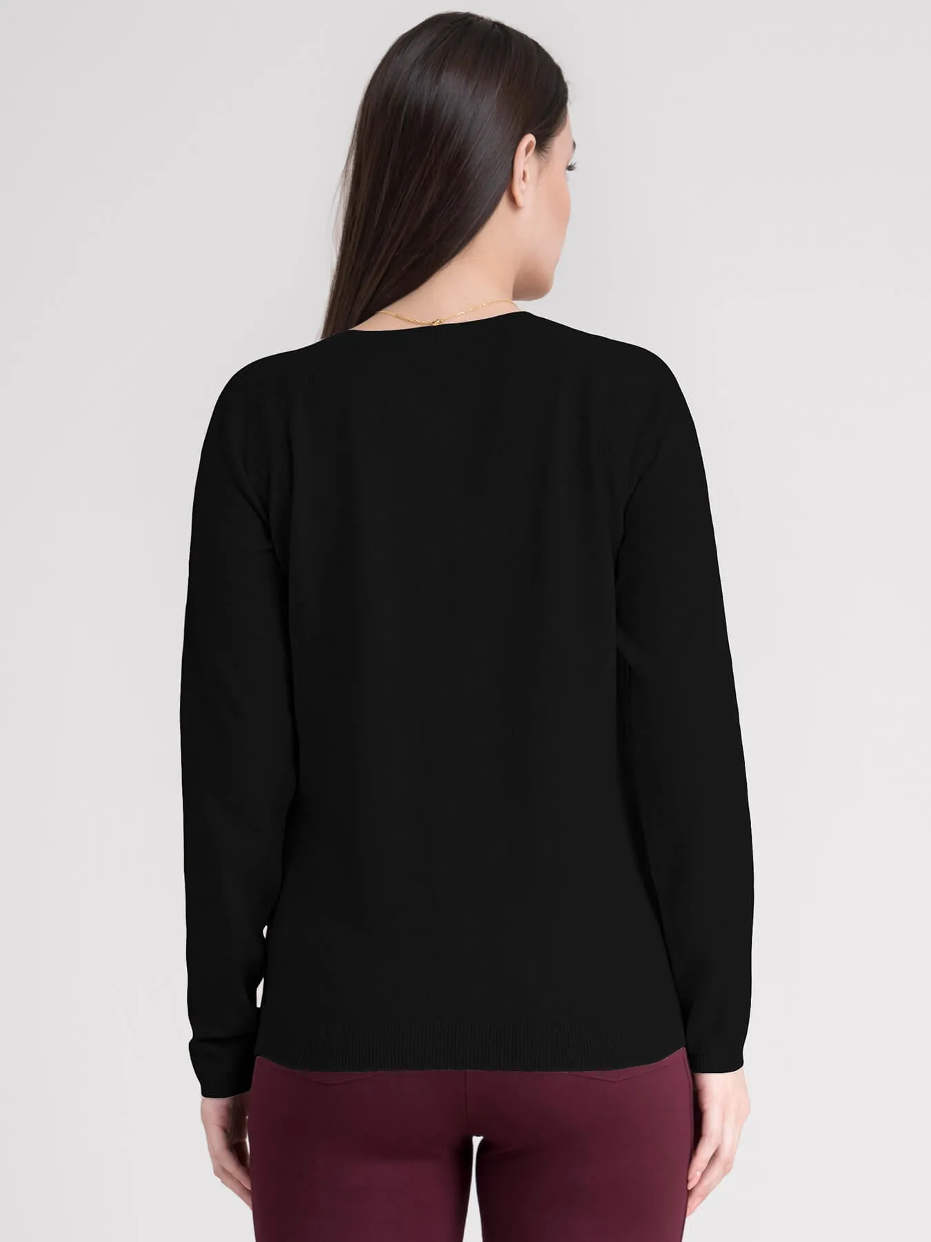 Raglan Sleeve Knit Sweater - Black