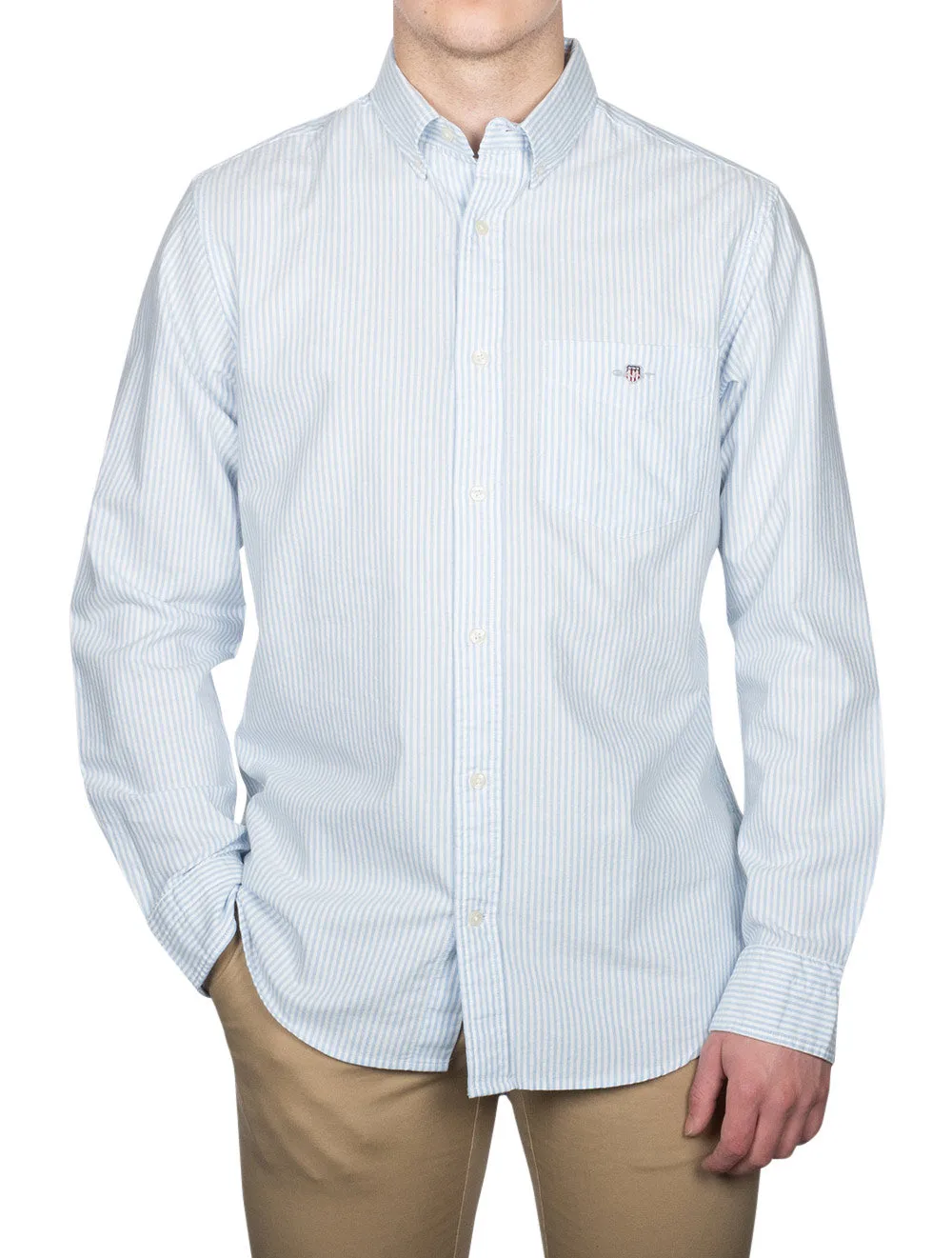 Regular Fit Oxford Banker Stripe Shirt Light Blue