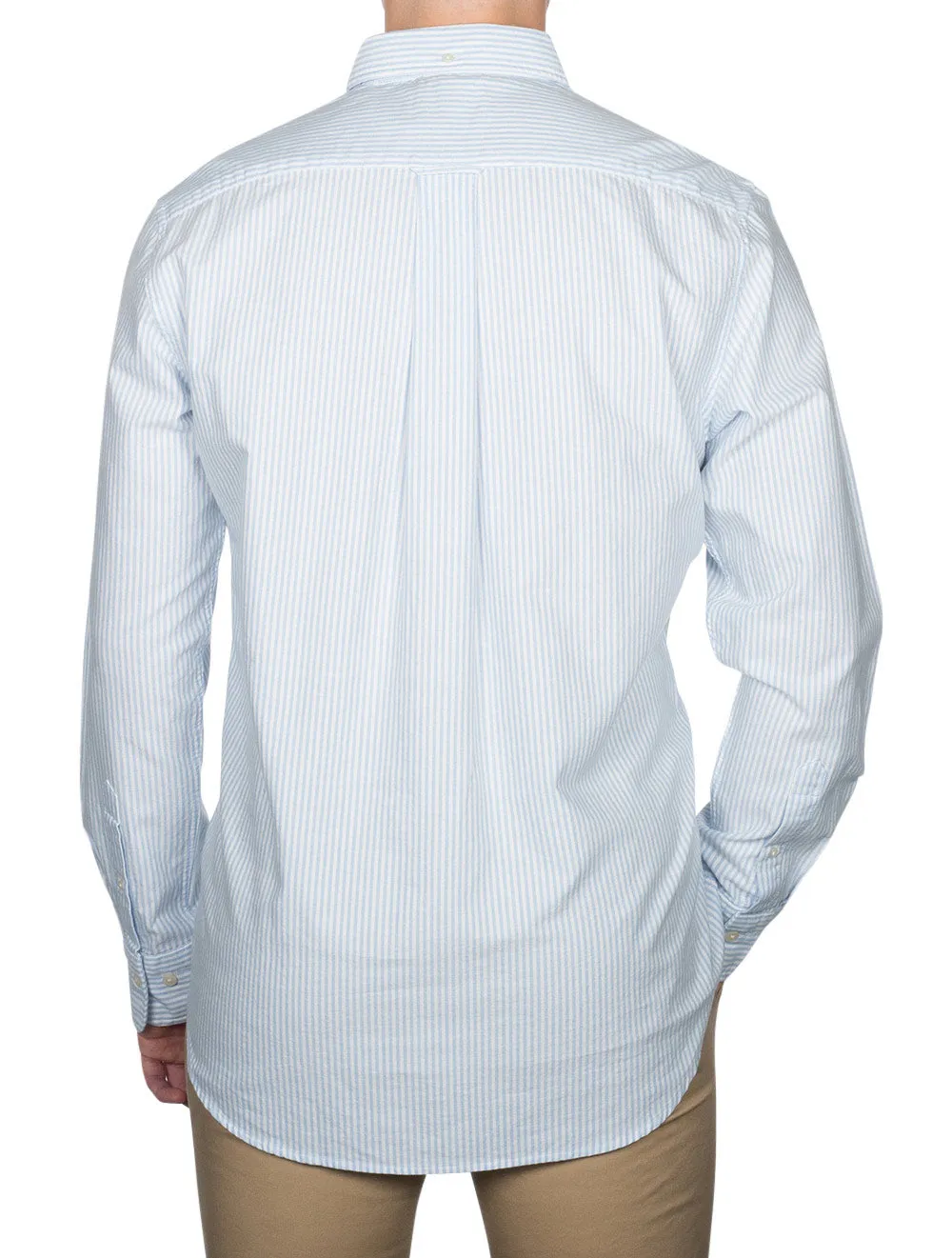 Regular Fit Oxford Banker Stripe Shirt Light Blue
