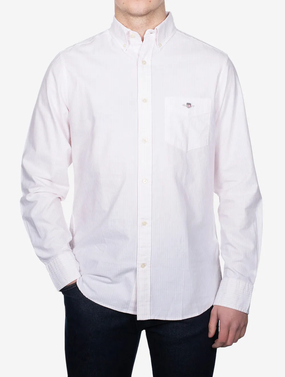Regular Fit Oxford Banker Stripe Shirt Light Pink