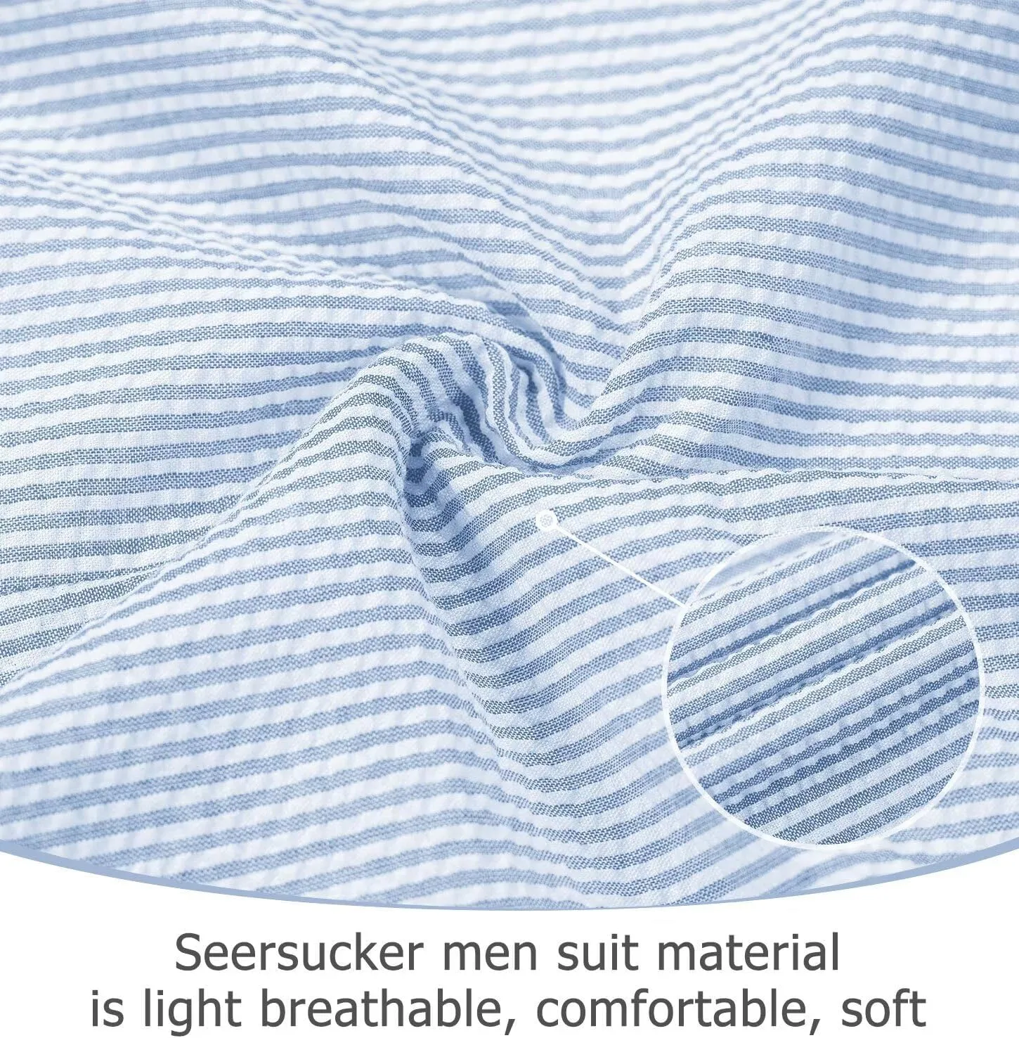 Seersucker Slim Suits for Men Formal Casul Summer Beach Wedding Grooms 2 Piece Blazer Pants Party Striped Suit Sets