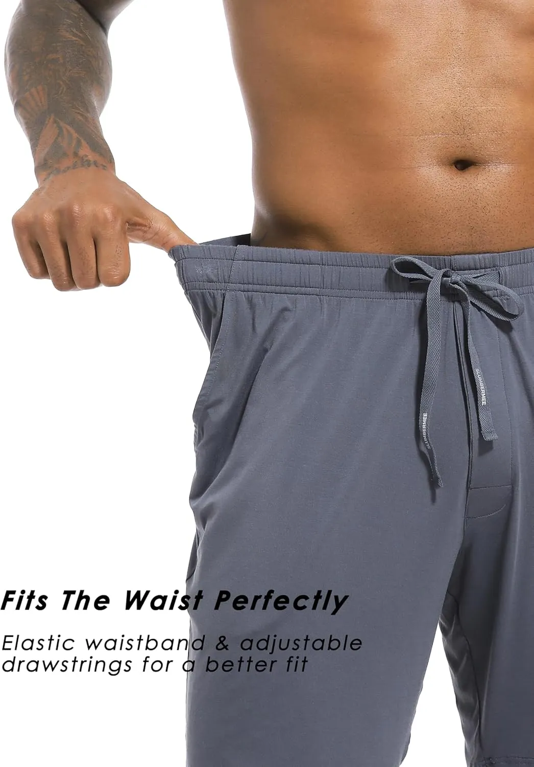 SlumberMee Mens Pajama Bottoms Viscose Made from Bamboo Sleep Shorts with Pockets and Fly Lounge Pants Sleepwear Multipack