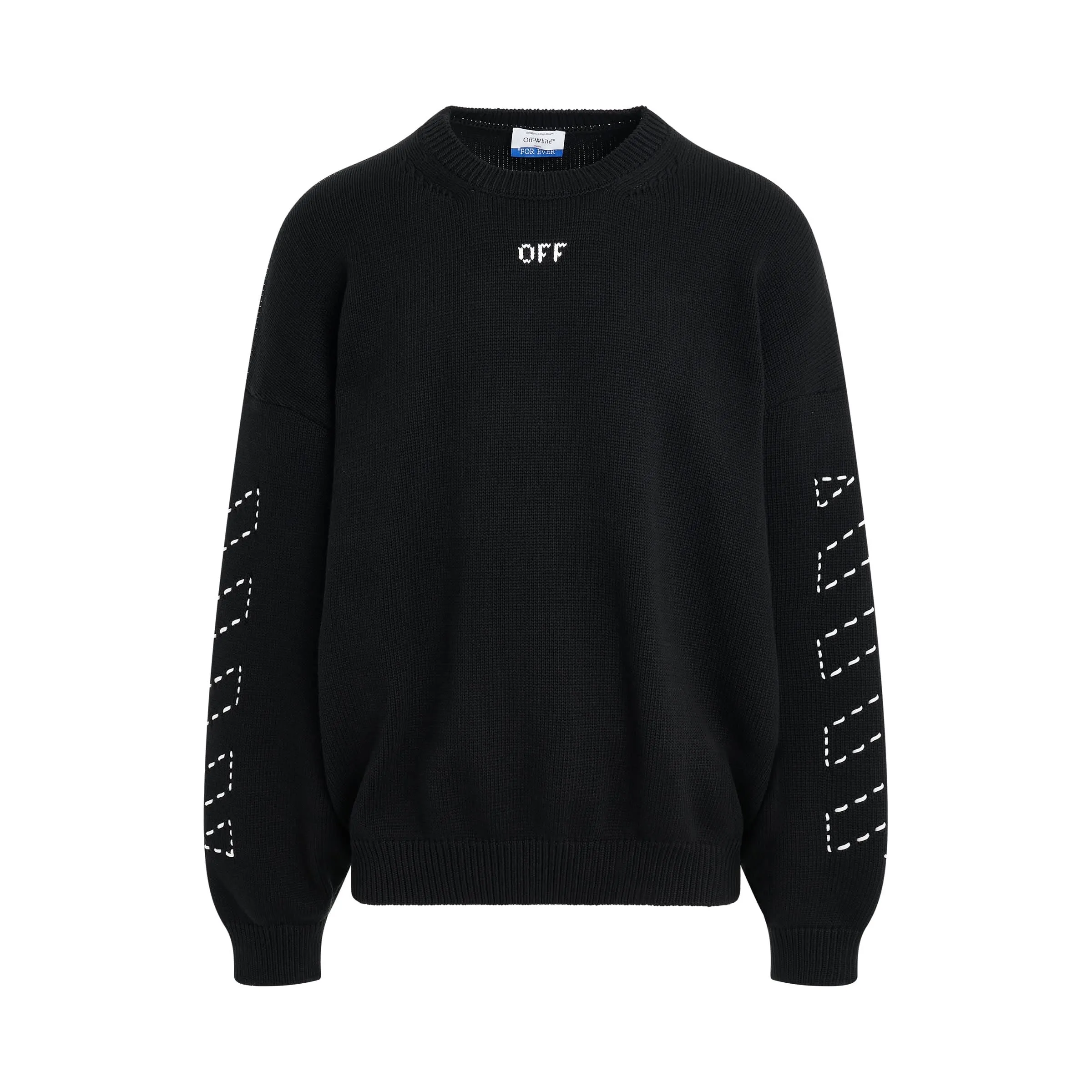 Stitch Diagonal Arrow Knit Sweater in Black/Cream
