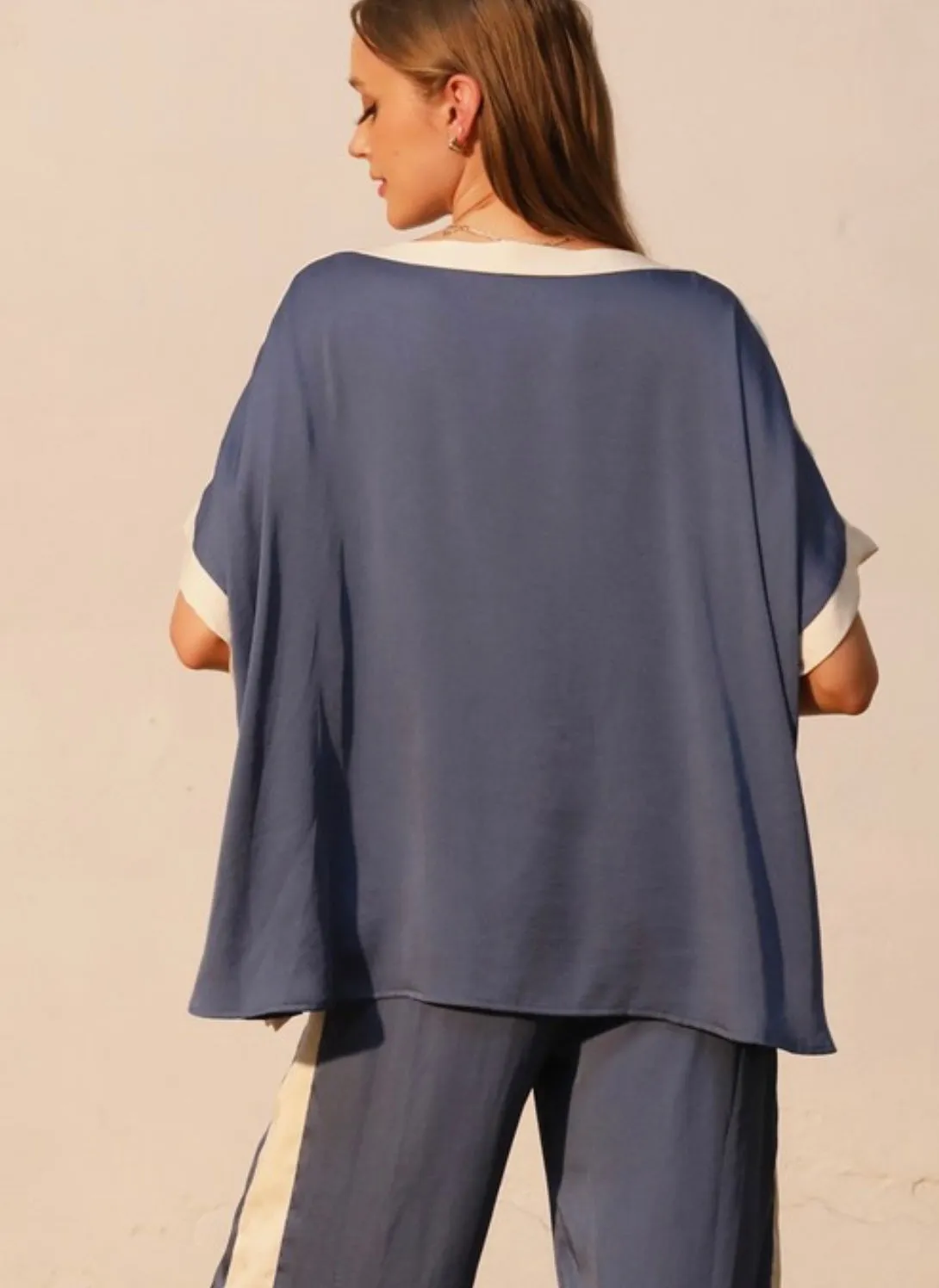 Storm Blue Contrast Pants Set