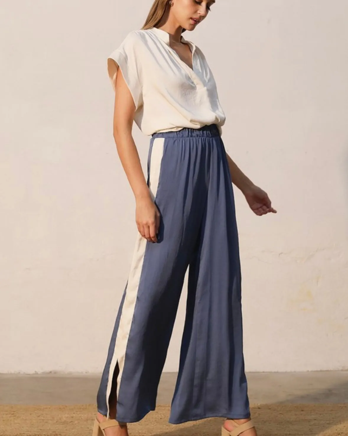 Storm Blue Contrast Pants Set