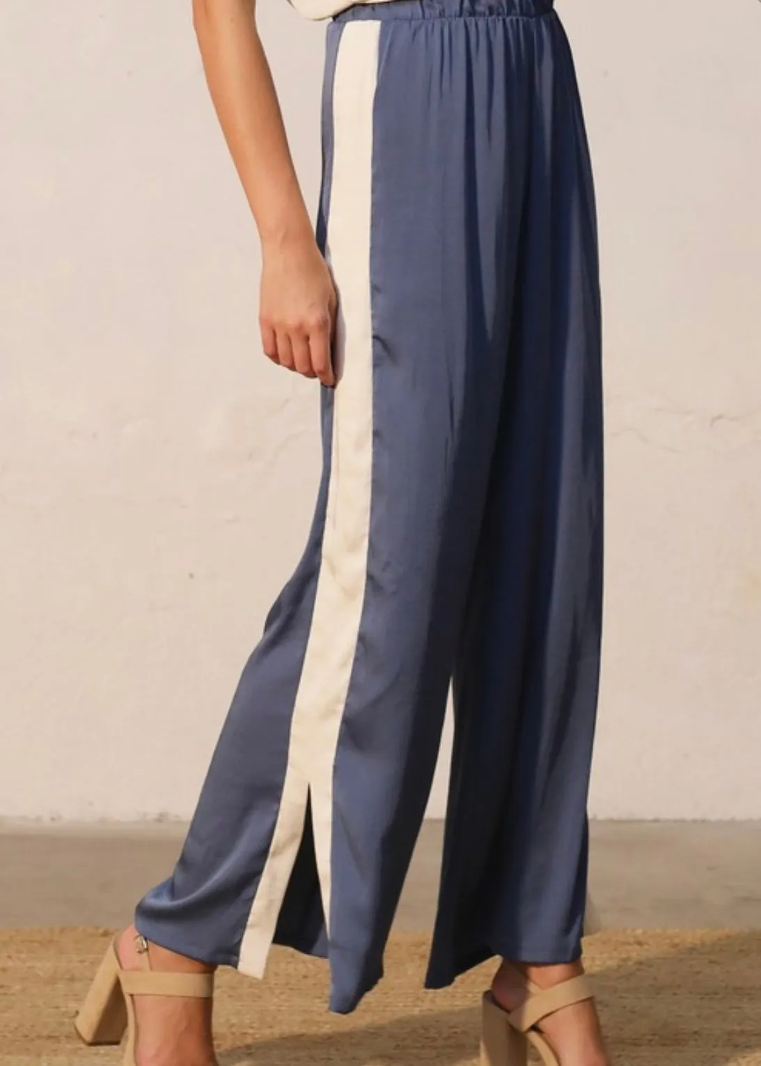 Storm Blue Contrast Pants Set