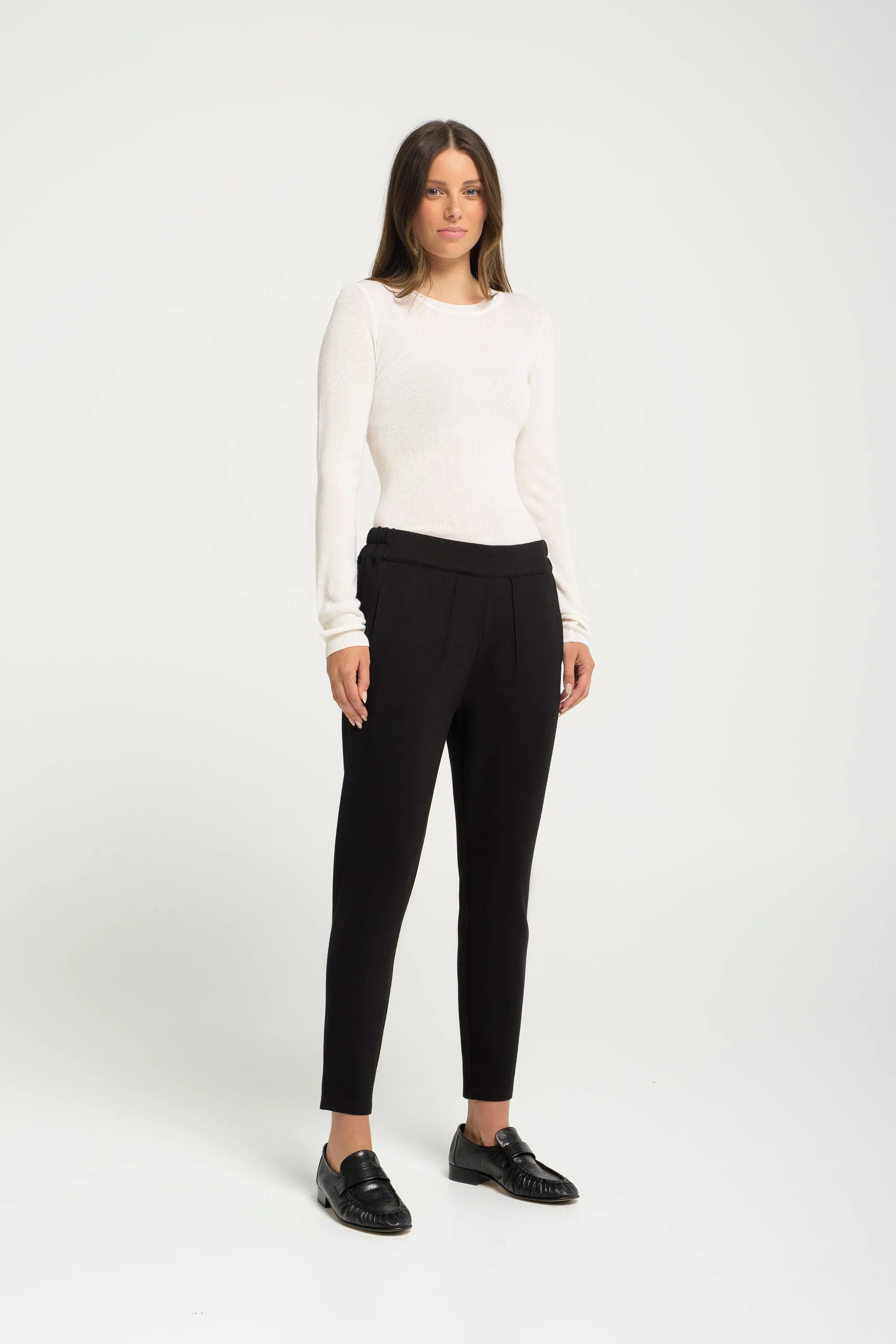 Stretch Ponti Cigarette Leg Pant Julian Black