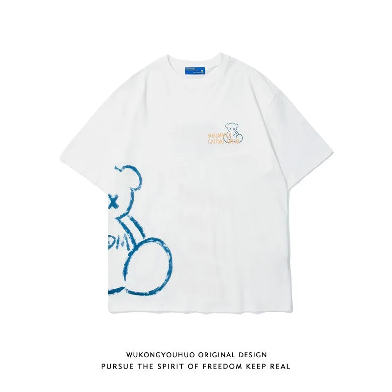 T-shirt side graphic unisex trendy short-sleeved couple T-shirt