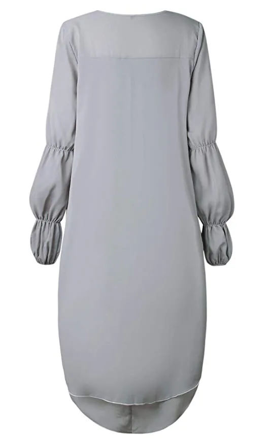 TastyHottie - Women's Lantern Long Sleeve Round Neck High Low Asymmetrical Irregular Hem Casual Tops Blouse Shirt Dress