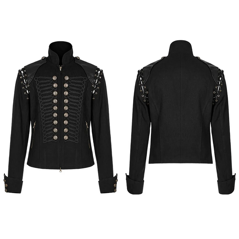 Vintage-Inspired Military Jacket with Detachable Sleeves
