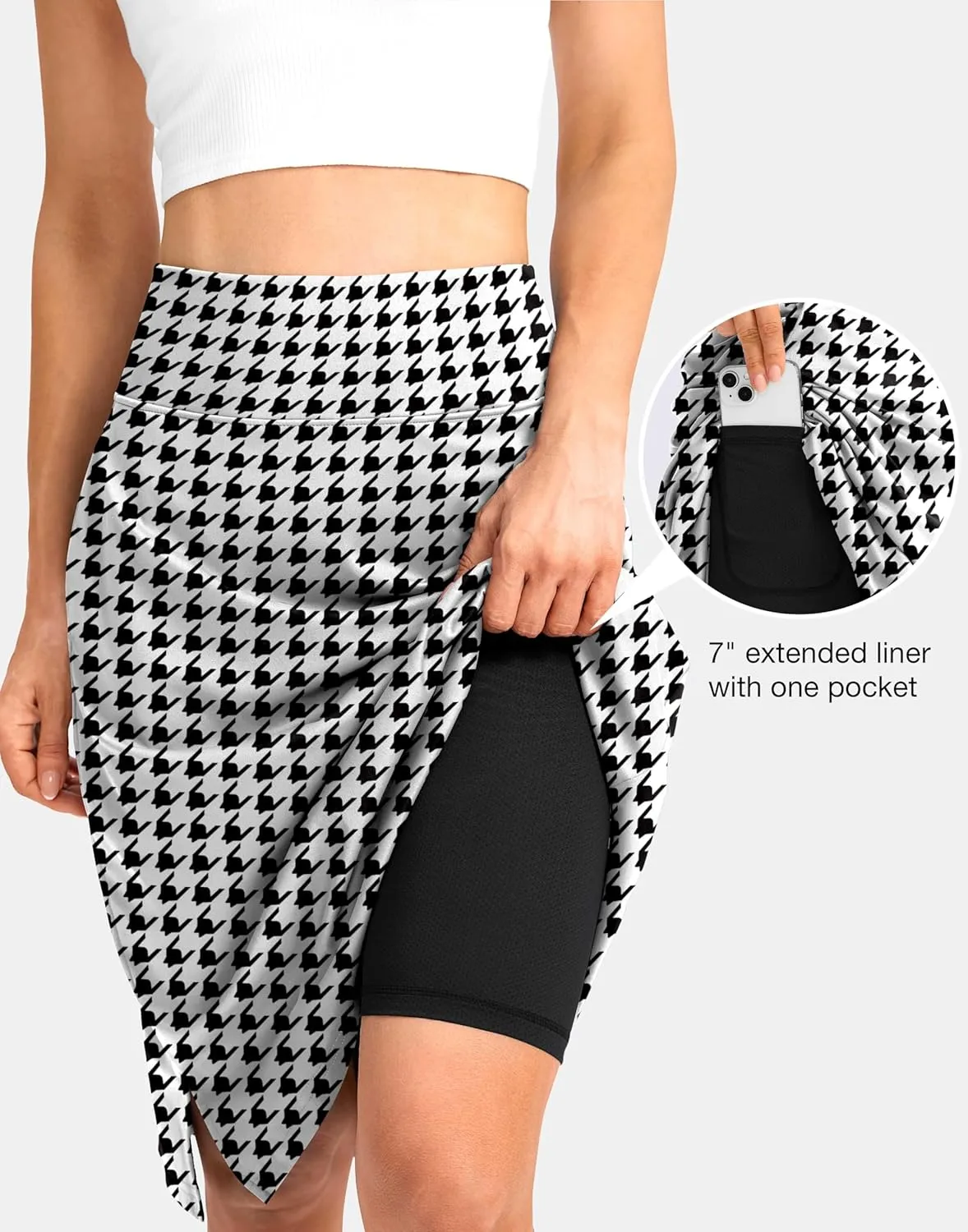 Viodia 25" Knee Length Long Skorts for Women with Pockets Dressy Casual Midi Skort Summer Travel Modest Skirts