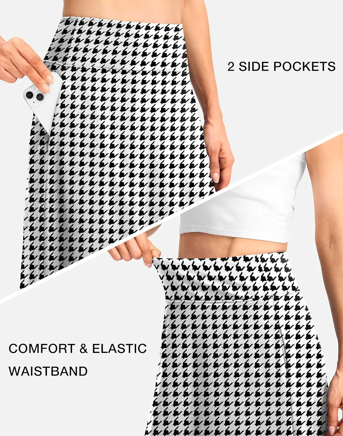 Viodia 25" Knee Length Long Skorts for Women with Pockets Dressy Casual Midi Skort Summer Travel Modest Skirts