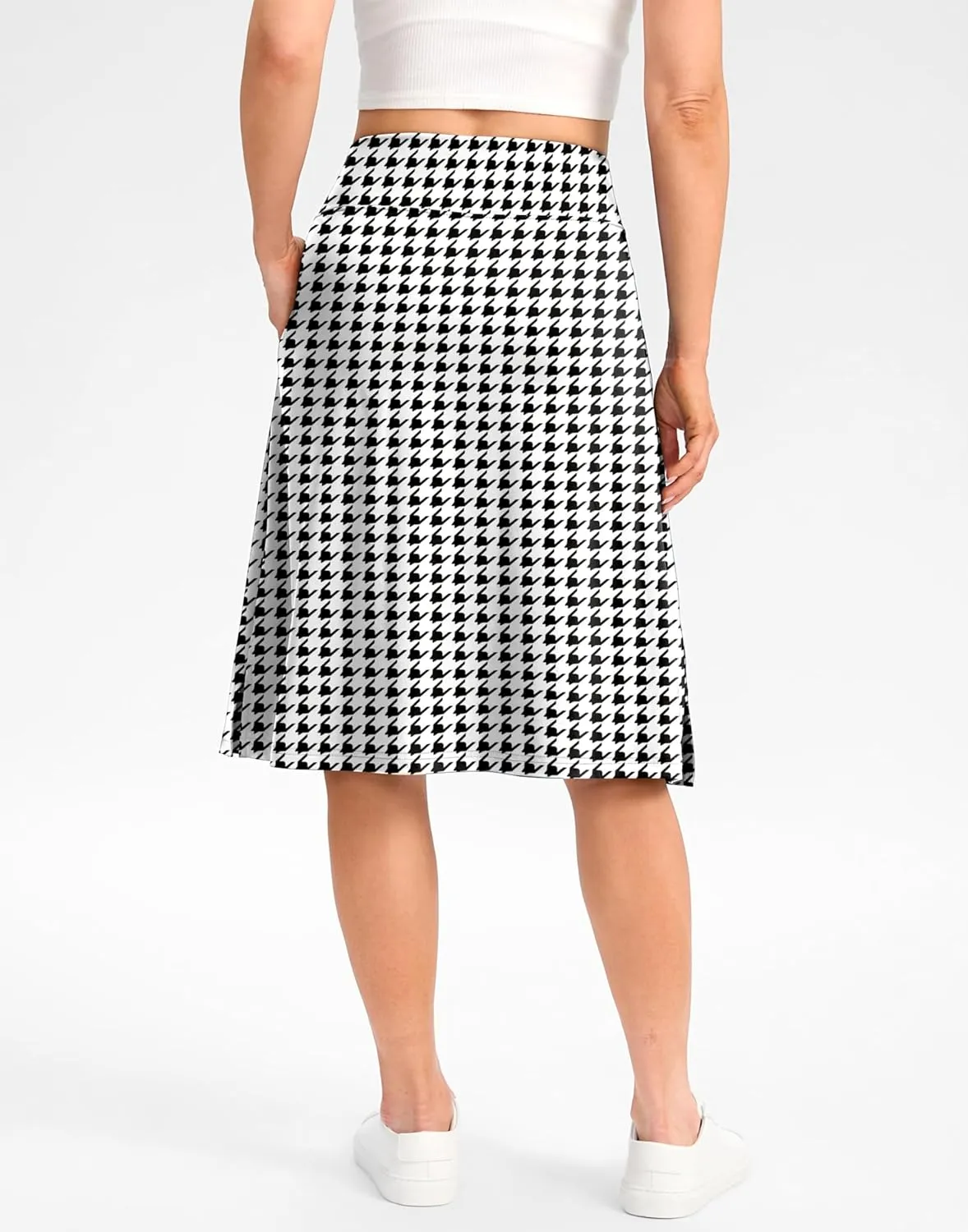 Viodia 25" Knee Length Long Skorts for Women with Pockets Dressy Casual Midi Skort Summer Travel Modest Skirts