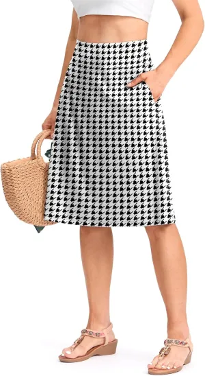 Viodia 25" Knee Length Long Skorts for Women with Pockets Dressy Casual Midi Skort Summer Travel Modest Skirts
