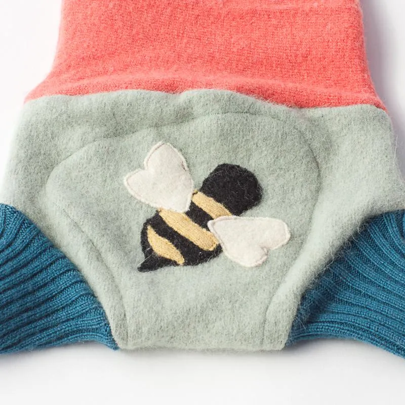 Wool Diaper Cover with Bee Appliqué