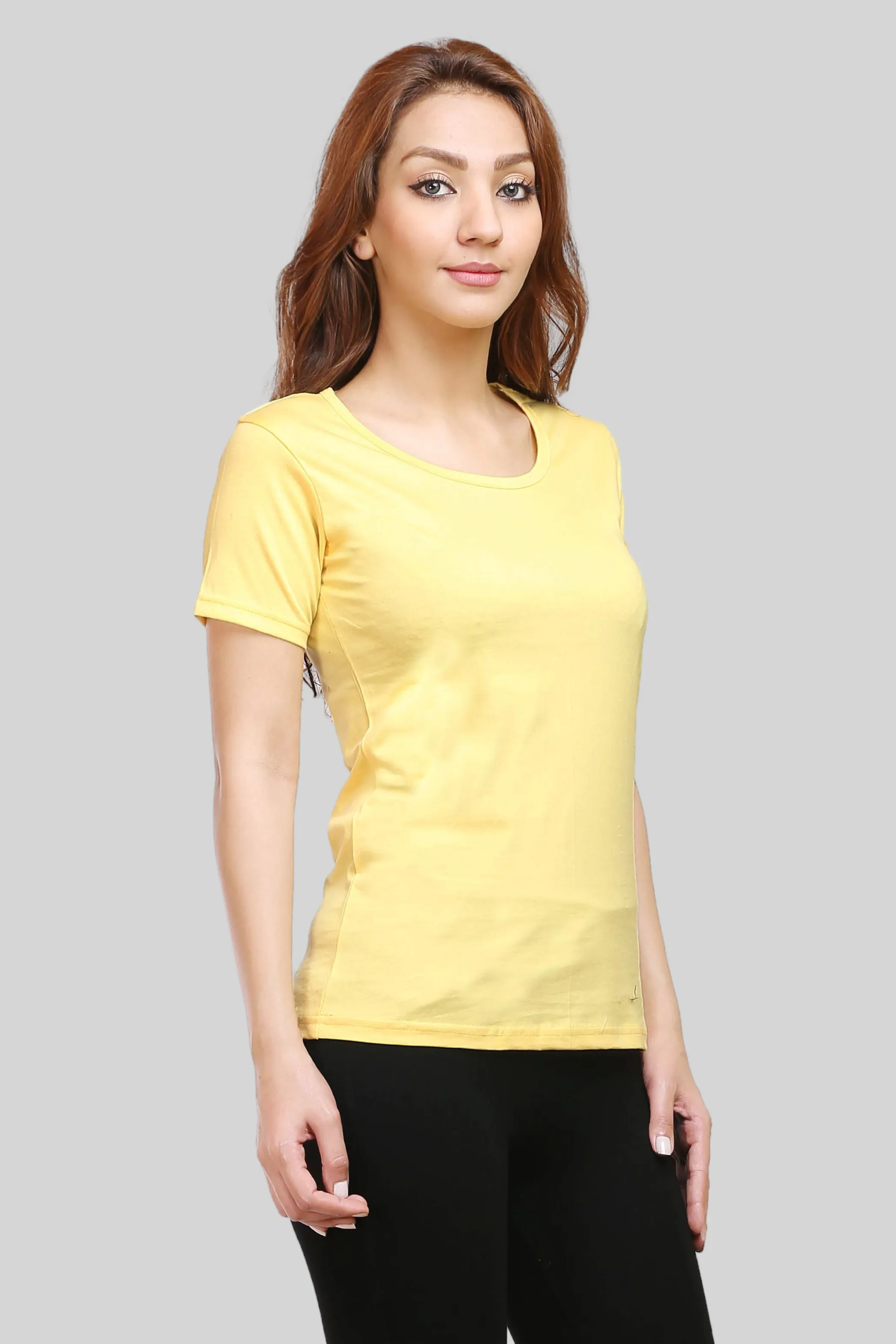 Yellow Scoop Neck T-shirt for women