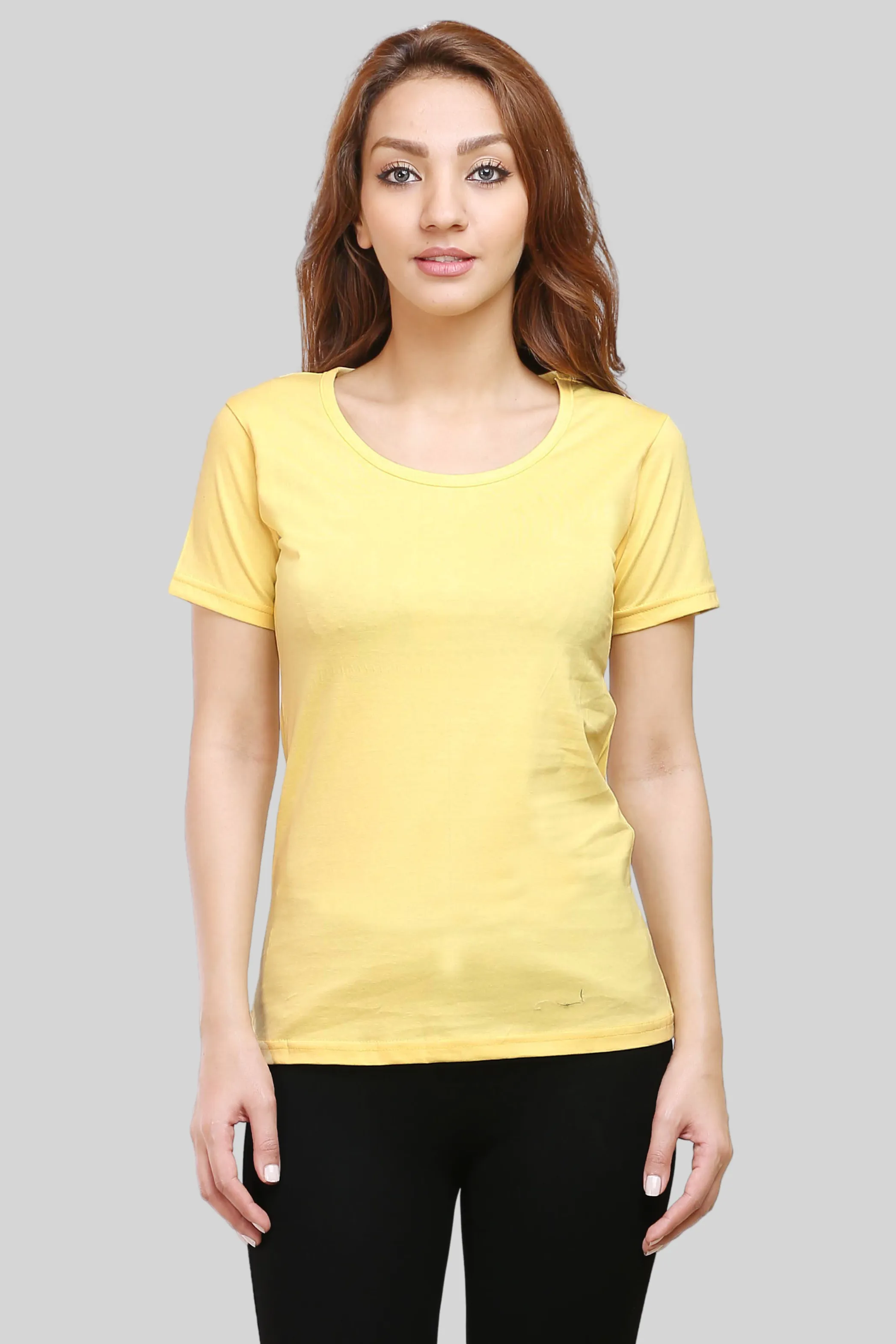 Yellow Scoop Neck T-shirt for women