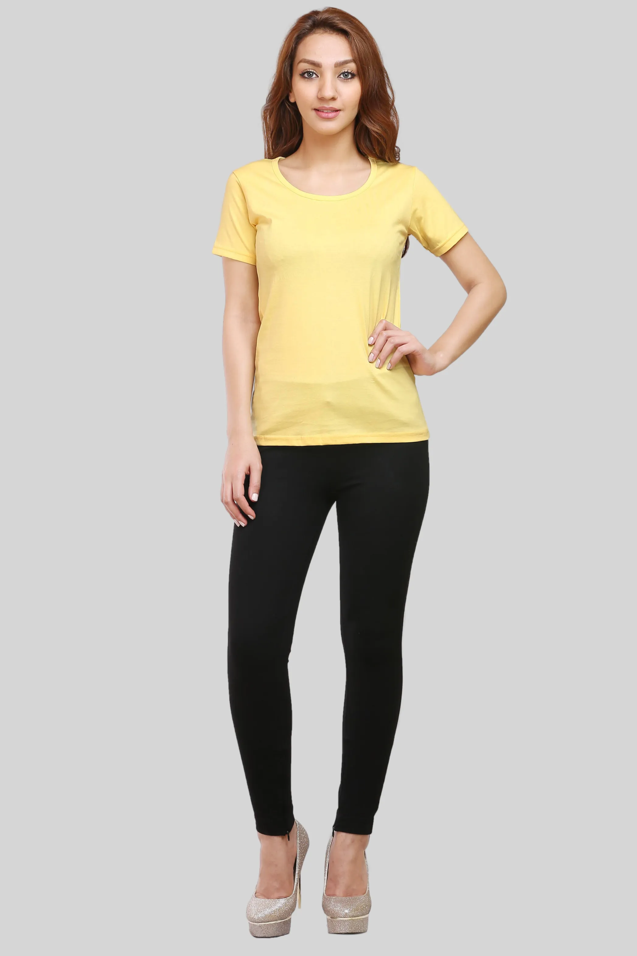 Yellow Scoop Neck T-shirt for women